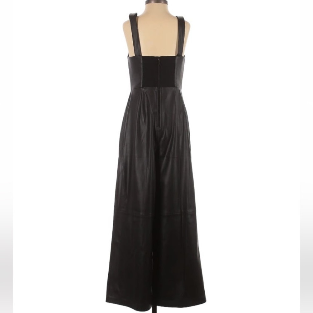 Alice + Olivia Avelina Black Vegan Leather Wide Leg Jumpsuit Size 2 - Picture 8 of 8